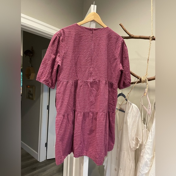 Frank & Oak Textured Raspberry Mini Dress - Picture 2 of 6